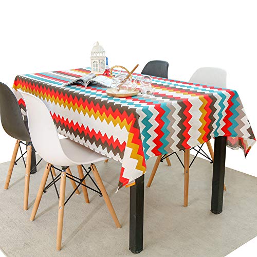 Nappe de table lavable anti-tache en lin en coton pour repas de famille