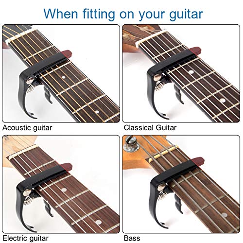 Guitar Capo, Trigger For Acoustic Electric Classical Guitar Bass Ukulele Banjo Mandolin With 5 Free Picks Black Lotmusic #TOP1