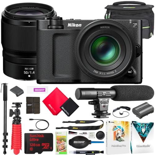 Nikon ZR Cinema 6K Full-Frame Camera with NIKKOR Z 50mm f/1.4 Lens 2041 Content Creator Bundle with Deco Gear Photography Bag + Microphone + Monopod + 128GB Card + Software & Accessories