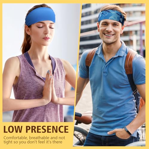 Image of 18 Pcs Sports Sweatbands for Men Women Camo Headbands Workout Non Slip Headbands Breathable Head Band Fitness Stretchy Unisex Hairband for Yoga Running Cycling Ball