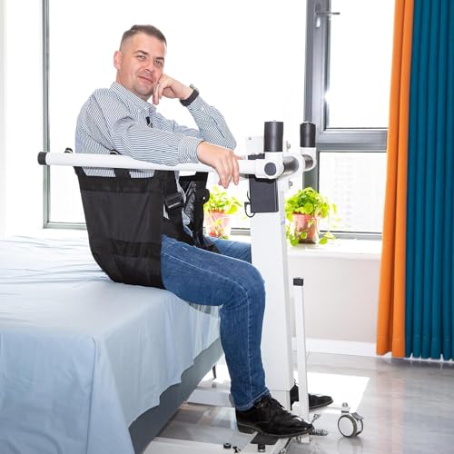Elektryczny podnośnik pacjenta – składane krzesło transferowe, regulowana podstawa, przenośna pomoc do łóżka i łazienki, maksymalna nośność 130 kg