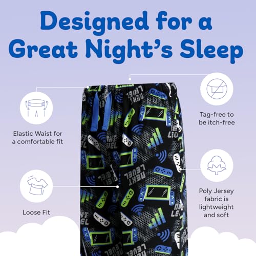 Image of US Angels Boys Pajamas Set | 3-Piece Pant, Shirt, Shorts Sleepwear Pjs for Kids | Loose Fit, Soft, Breathable Blue Plaid