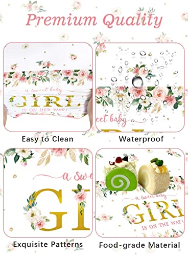 Lopeastar 3 Pieces Baby Shower Tablecloth Tablecovers Party Decorations For Girl, Large Size 108×54 Inch Rectangular Sweet Pink Floral Flowers Theme Table Cloth Decor #TOP3
