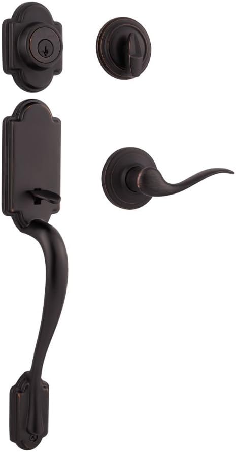 Kwikset Arlington Single Cylinder Handleset with Tustin Lever Featuring SmartKey Security in, Venetian Bronze, Requires 2 Holes