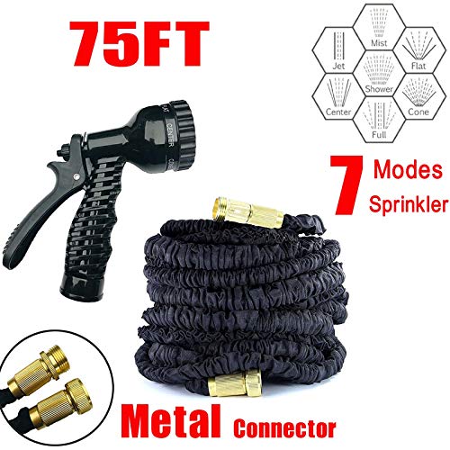 75Ft/22.5M Hose Pipe, with 7 Modes Sprinkler for Car Washing/Vegetables Garden Watering/House Cleaning/Pet Bathing/Having Fun, Metal Connector for Tighter connection Less Burst & Leak Hosepipe Reel