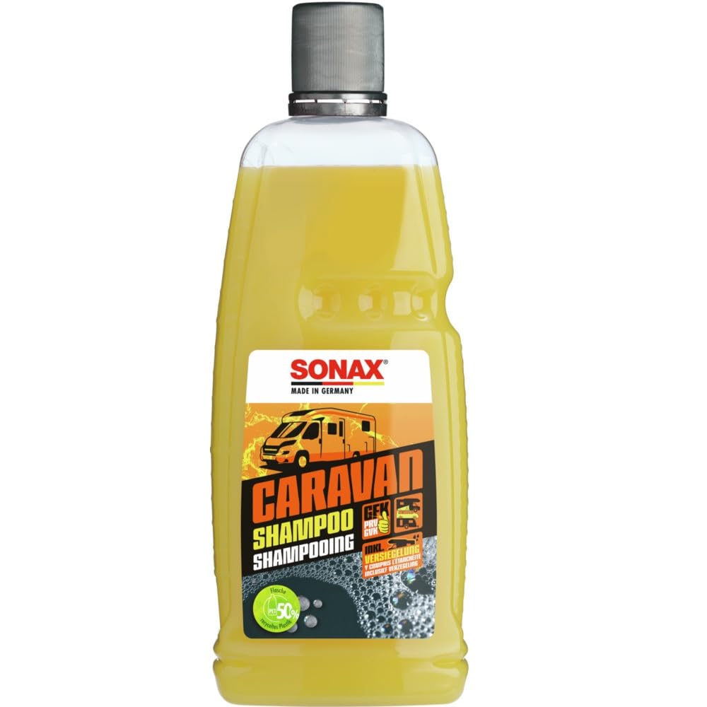 SONAX CARAVAN Shampoo (1 Liter) Reinigungskonzentrat mit Wachsanteilen, für alle Oberflächen an Caravan/Bus/Wohnmobil/Wohnwagen | Art-Nr. 07133000