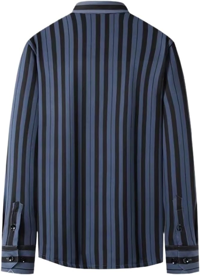 Striped Long-Sleeved Shirt Men's Fall and Winter Models Business Casual Shirt Bottoming Shirt