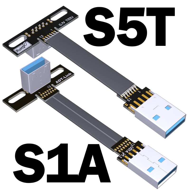 Miniatura 2 de ADT-Link - Cable de extensión USB 3.0 tipo A macho a USB A hembra, 90 FPV, delgado, plano, suave, flexible, FPC (2.0 in, S1A-S5T)