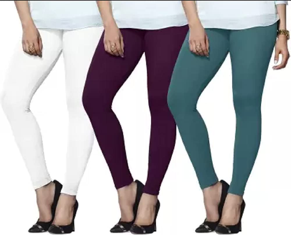 lyra Women Solid Premium Cotton Ankle Length Leggings | Mid-Waist | Fashionwear-picture-34