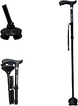DEMERGY® Folding Cane, Extendable Cane, 5 Levels Height Adjustable Walking Cane, Lightweight Portable Travel Stick with Bracelet and T-Handle for Elderly Disabilities Pivoting Base