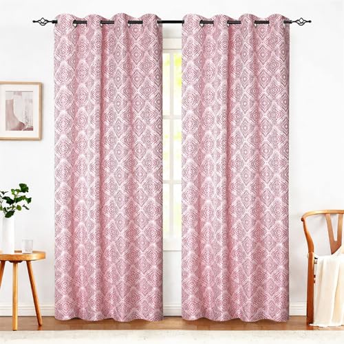 Image of Homestan Jacquard Woven Door Curtains 7 Feet Long Set of 2 with Stainless Steel Grommets for Home Decor (7 X 4 Feet, Maroon)