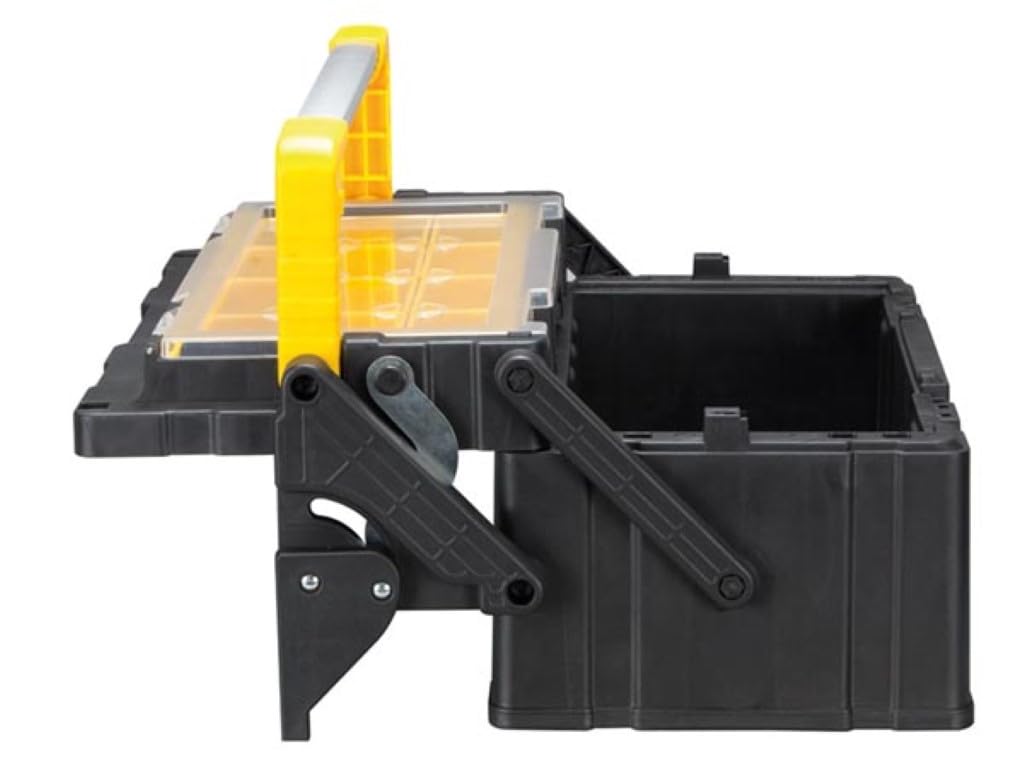 Perel Organizer porta attrezzi 21 L con 12 scomparti e 2 livelli, cassetta attrezzi con maniglia in alluminio e chiusure metalliche, organizer per viti e piccoli componenti, 45,5 x 24 x 20 cm