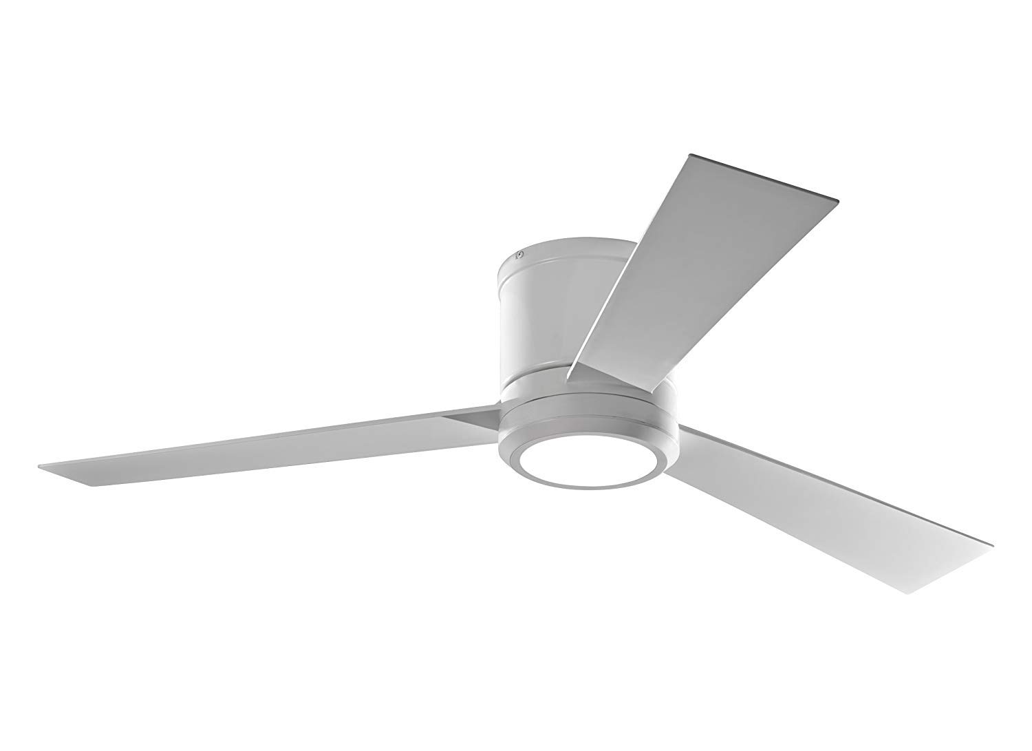 Close-up of the Monte Carlo Clarity 52-inch Hugger Ceiling Fan's LED light and motor housing.