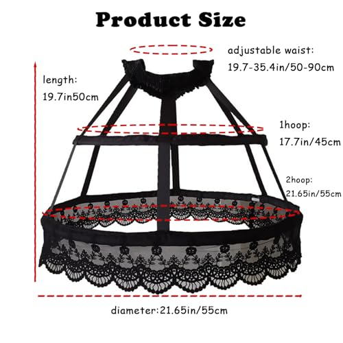 Victorian Petticoat 2 Hoops Crinoline Lolita Fishbone Hollow Bird Cage Skirt Embroidery Floral Lace Underskirt2