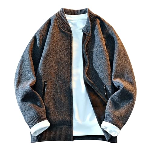 Cambkatl Men's Zip Up Stand Collar Cardigan Sweaters - Long Sleeve 2025 Fall Winter Knitted Casual Outerwear with Pockets