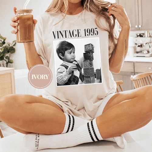 Custom Vintage Est 1995 Birthday Tshirt, Vintage 30th Birthday Photo and Year Shirt, Custom Shirt with Picture, Personalized 30th Birthday Gift Multi2