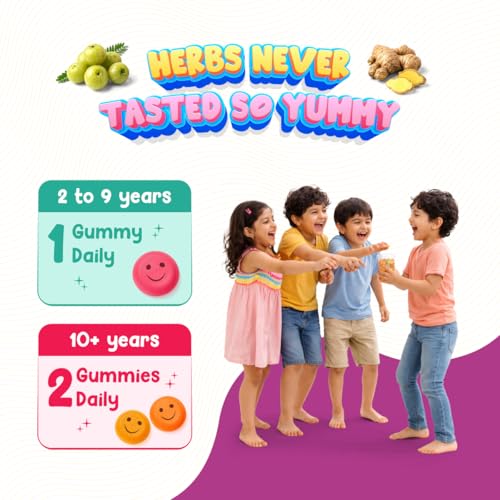 Image of U-VITA Grow Buddy Multivitamin Gummies for Kids (2+ Years) | No Added Sugar | 27 Essential Vitamins, Minerals & Pure herbal extracts | Made in India and Formulated in the UK | 60 Gummies, Orange