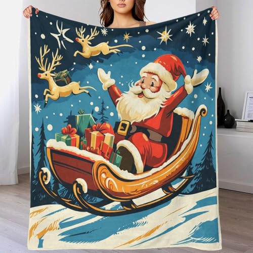 Couverture microfibre de Noël Yule 180x200cm pour lit et canapé