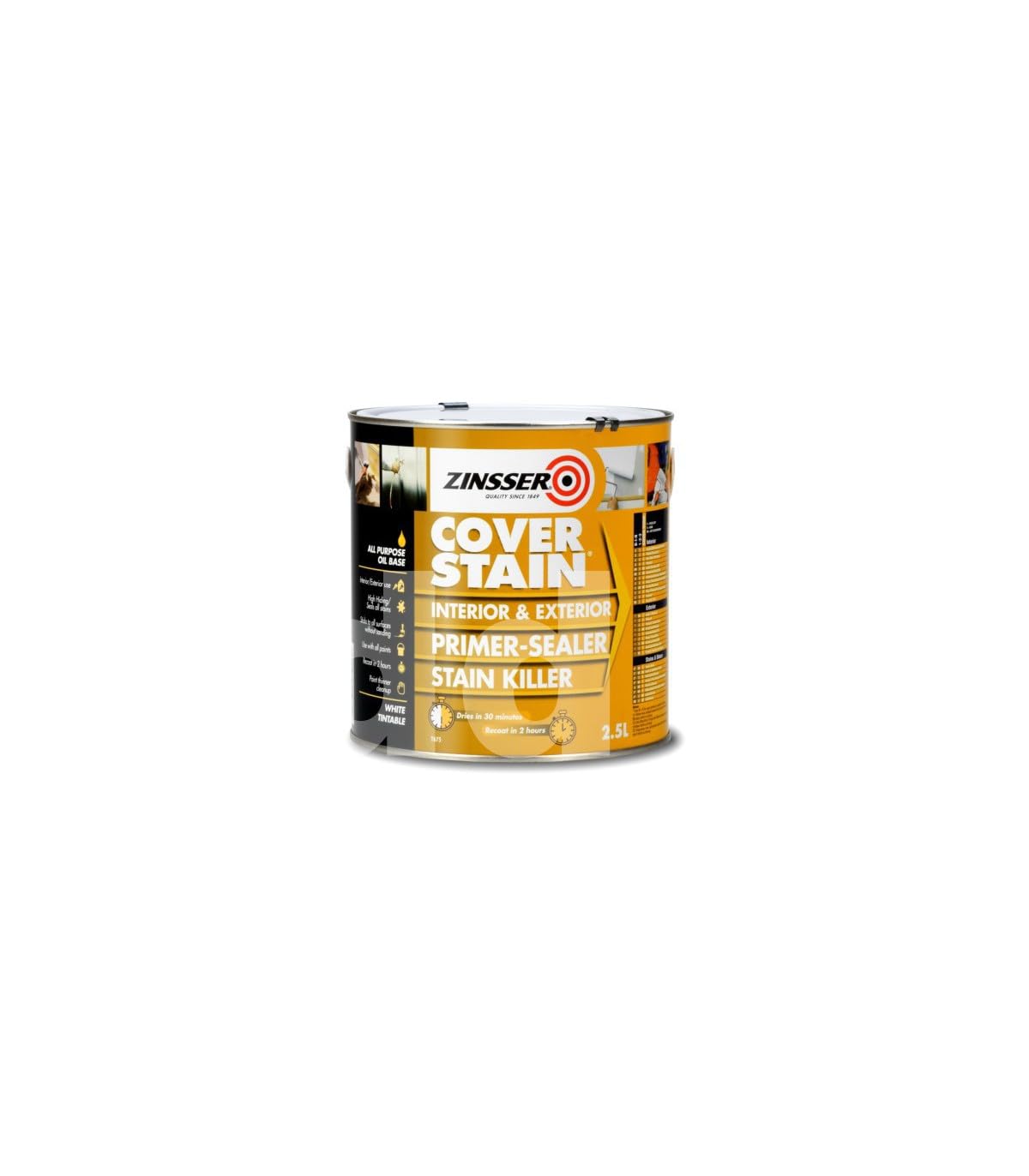 Rustoleum Zinsser Cover Stain White Insulating Primer Before Paint, 2.5L Packaging