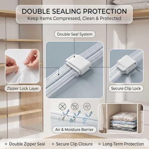 Image of No‑pump Vacuum Storage Bags - 3-Sec Fast Compression, 80% Space Saving, Upgrade Reusable Large 3d Cube Vacuum Seal Bags, Keeps Clothes Dry & Dust‑Free, Press & seal,M /19.7 x 27.6 x 11.8 in:6Pcs