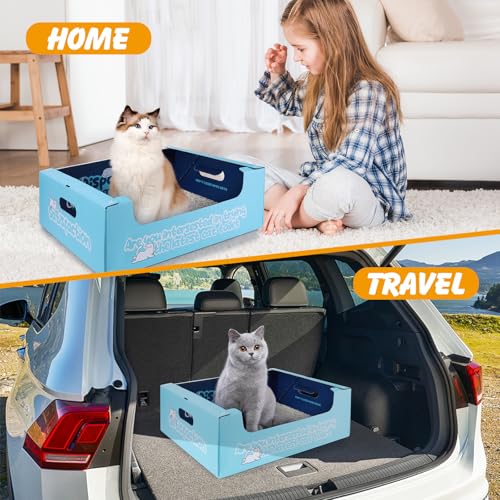 3 PCS Disposable Litter Boxes for Cats, 17.1x13.2x5.7 in Cat Litter Box with Disposable Cat Litter Scoop, Portable Waterproof Travel Litter Box for Cats