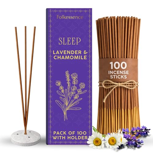 Folkulture Lavender & Chamomile Sleep Incense Sticks with Holder -100 Stick