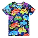 Enlifety Neon T Shirts for Boys 80S 90S Casual Short Sleeve Shirt Car Tees Tops Size 8 9 T for Daily Holiday Party