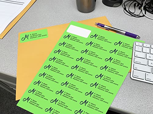 Blanks Labels Fluorescent Green Fba & Mailing Labels From Blank Labels - 2-5/8" X 1" (2.625 X 1) - 30 Labels Per Sheet #TOP2