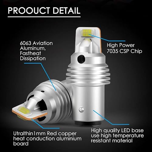 Ledbeam Gs Series 3000Lm 7035 Chip Car Red Brake Led Bulb (12V,18W/2Bulbs) - 1157/P21 5W Red #TOP1