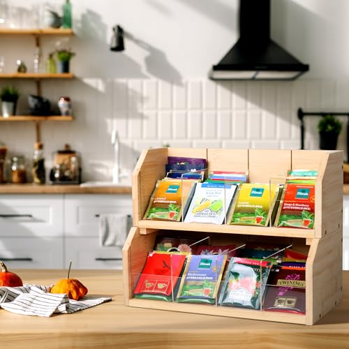 Boîte à thé verticale en bambou idéale pour le bureau ou salon