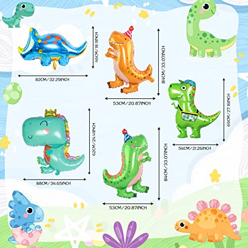 9 Large 3D Dinosaur Balloons(20-35In), Dino Balloons For Birthday Party Decorations - Self-Standing, Cute, And Colorful Aluminium Foil Balloons For Kids And Adults #TOP1