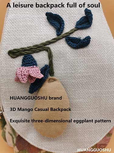 Image of Small Canvas Backpack, Retro Boho Washed Hippie for Women Daily Commute (Mango Decorations)