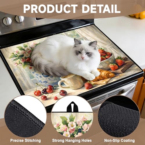 Image of Stove Burner Covers Non-Slip Electric Cooktop Protector Mat (Bread)