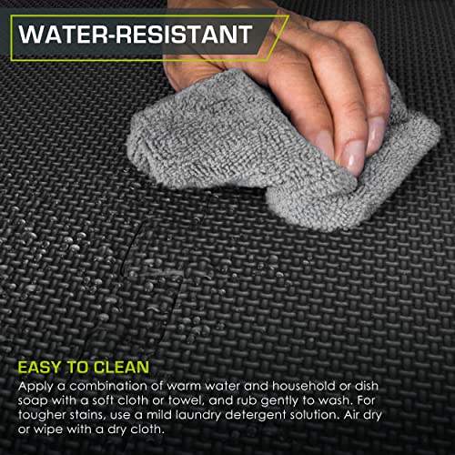 Image of ProsourceFit Weaved Pattern Extra Thick Exercise Puzzle Mat -inch, EVA Foam Interlocking Tiles for Protective, Cushioned Flooring for Home and Gym Equipment; Black, 96 SQ FT, 24 Tiles