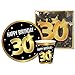 Partycolarità Kit desechable 30 cumpleaños – Juego de vajilla de 30 cumpleaños – 6 platos, 6 vasos y 20 servilletas – Treant'años – Happy Birthday 30