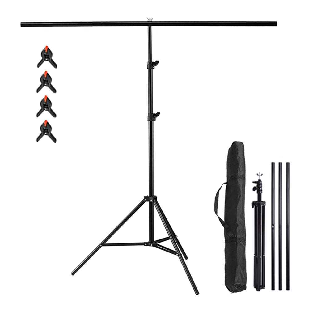 Meking T-Shape Backdrop Stand 6.56ft x 6.56ft / 2M x2M Background Support System with Carrying Bag & Clips Kit for Muslin Vinyl Background,Photo and Video Studio
