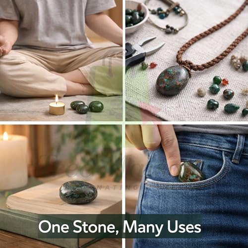 Image of Bloodstone Tumble Stone | 50 gm Tumbled Gemstones | Reiki Healing Stones | Home Decor Pebbles | Aquarium Gravel | Garden & Table Decor