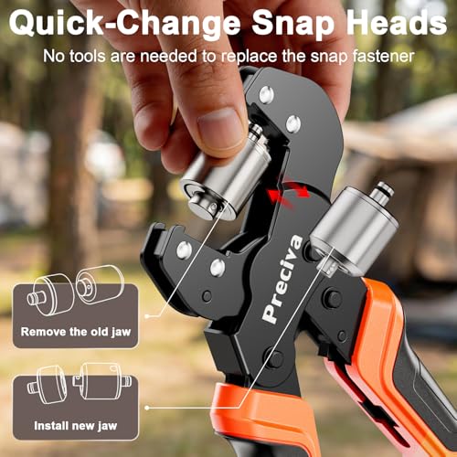 2-Size Grommet Tool Kit with Quick-Change Jaws - 1/4\" 3/8\" Hole Punch & Eyelet Setter, 400Pcs Gold/Silver Grommets, Ratchet Pliers, No Screwdriver for Jaw Swap, Punch Awl for Fabric Tarpaulin Canvas