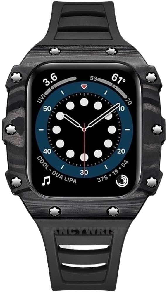 Kit modification iWatch 45mm composants carbone et bracelet caoutchouc flexible - 8