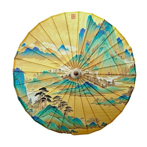 FANSU Chinesischer Regenschirm mit Holzgriff Handgemachte Regenschirm aus Geöltem Papier