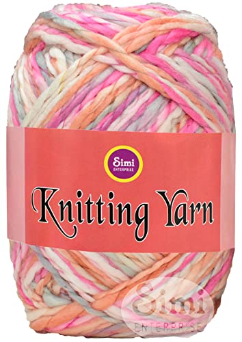 Image of Knitting Yarn Thick Chunky Wool, Sumo Pink Grey 600 GMS Best Used with Knitting Needles-KH Art-IFB