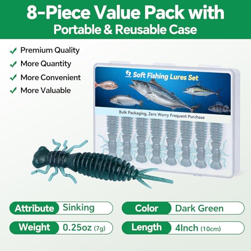 Image of Clearance Bionics-Designed Durable Soft Plastic Fishing Lures Kit with Bonus Accessories, 3 /4 /5 /6 Inch, 9-Type Lifelike Swimbaits in One Gear Set Included Tackle Box for Bass