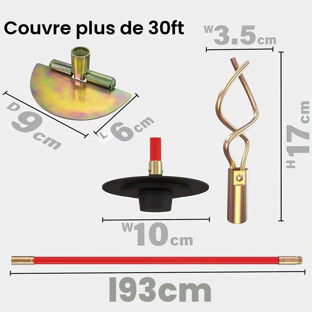 Kit de tiges de vidange professionnelles de 9,1 m dans un sac de transport, déverrouillage, grattoir à vers, tiges de nettoyage 14 pièces de 9 m de long