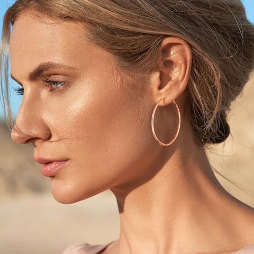 Image of Gacimy Gold Hoop Earrings for Women, 14K Gold Plated Thin Hoops