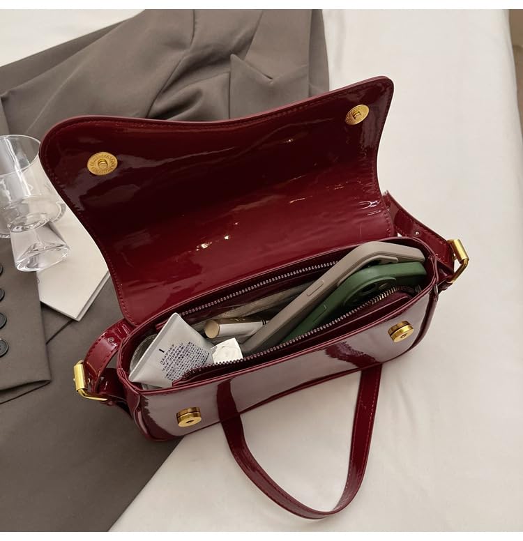 Image of Shoulder Bags for Women Y2K Purse Trendy Cherry Hobo Handbags Vegan Leather Clutch Saddle Bag with 2 Removable Strap