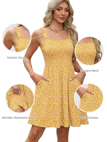 Image of QACOHU Summer Dresses for Women 2026 Sleeveless Square Neck Sundress with Pockets Casual Tank Beach Floral Boho Maxi Dress