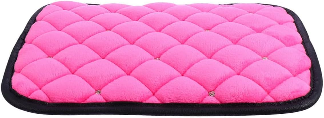 Plush Car Armrest Cover Pad with Rhinestones Bling, Comfortable and Multifunctional Use, Rectangular Shape, Anti-Slip Bottom for Car Interior Accessory and Decoration