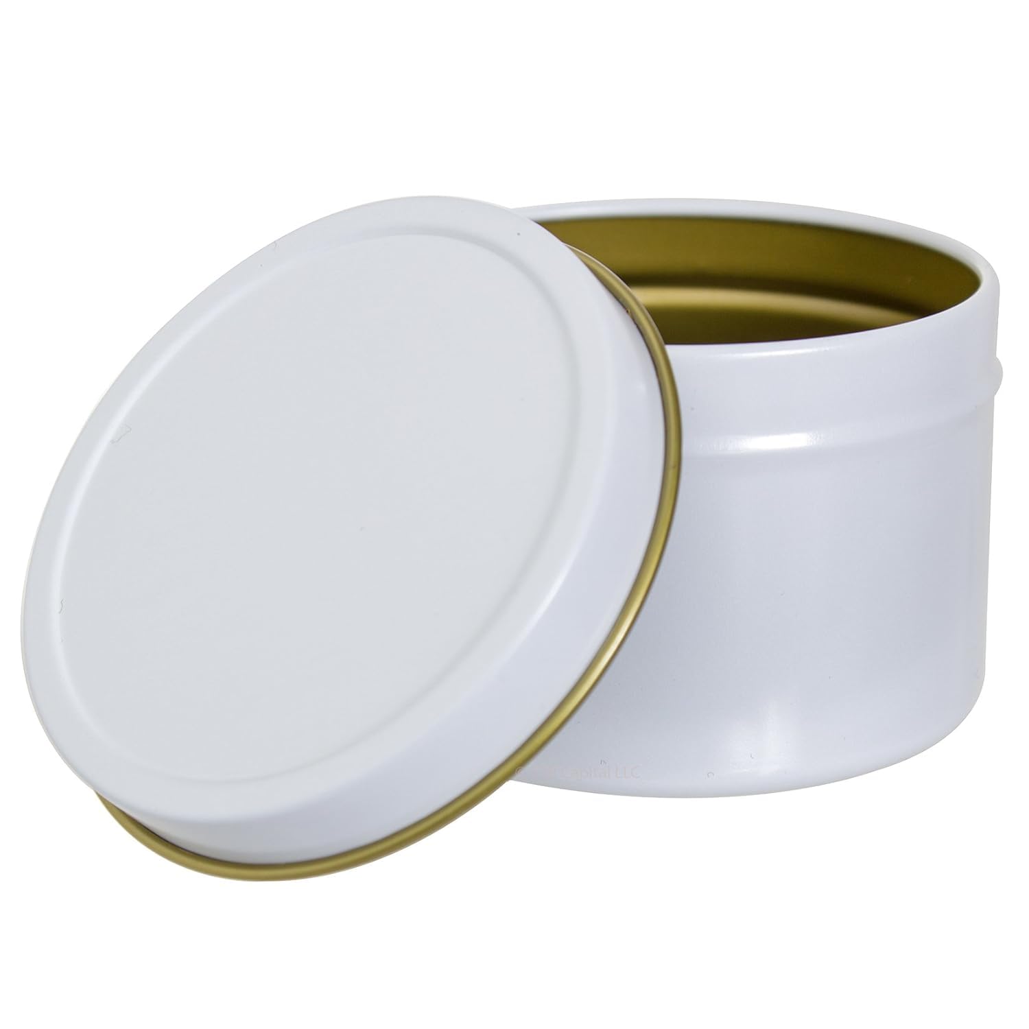 JUVITUS (12 Pack) 4 oz White Deep Round Metal Steel Tin with Tight Sealed Slip Cover