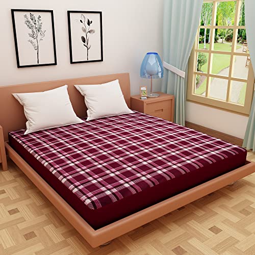 Image of Dream Care Waterproof Fitted Terry Cloth Printed Mattress Protector for King Size Bed with Elastic Strap - 78 inchX48 inch, Purple