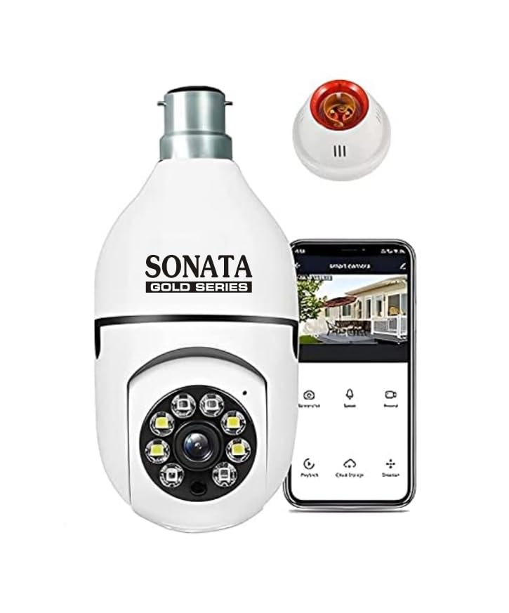 SONATA GOLD 360° HD Bulb Light Wireless IP Camera, Fish Eye 360 Degree Panoramic Mini Lamp IR CCTV Home Security CCTV Camera